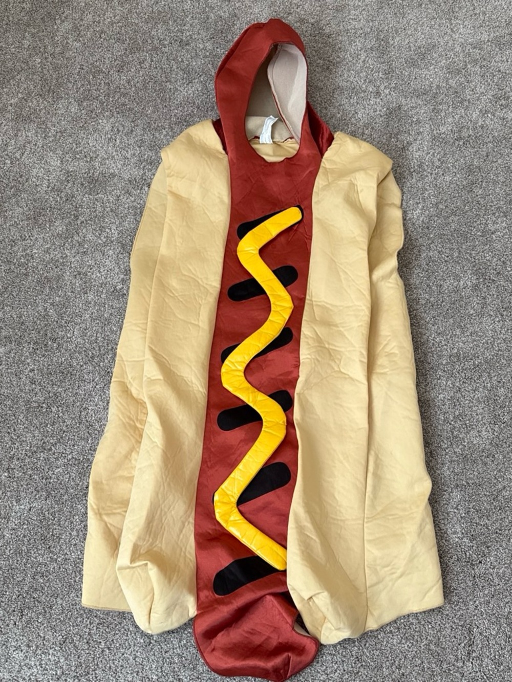 Adult one size Hot Dog Costume in Red, Yellow & Cream - Fun Dress-Up